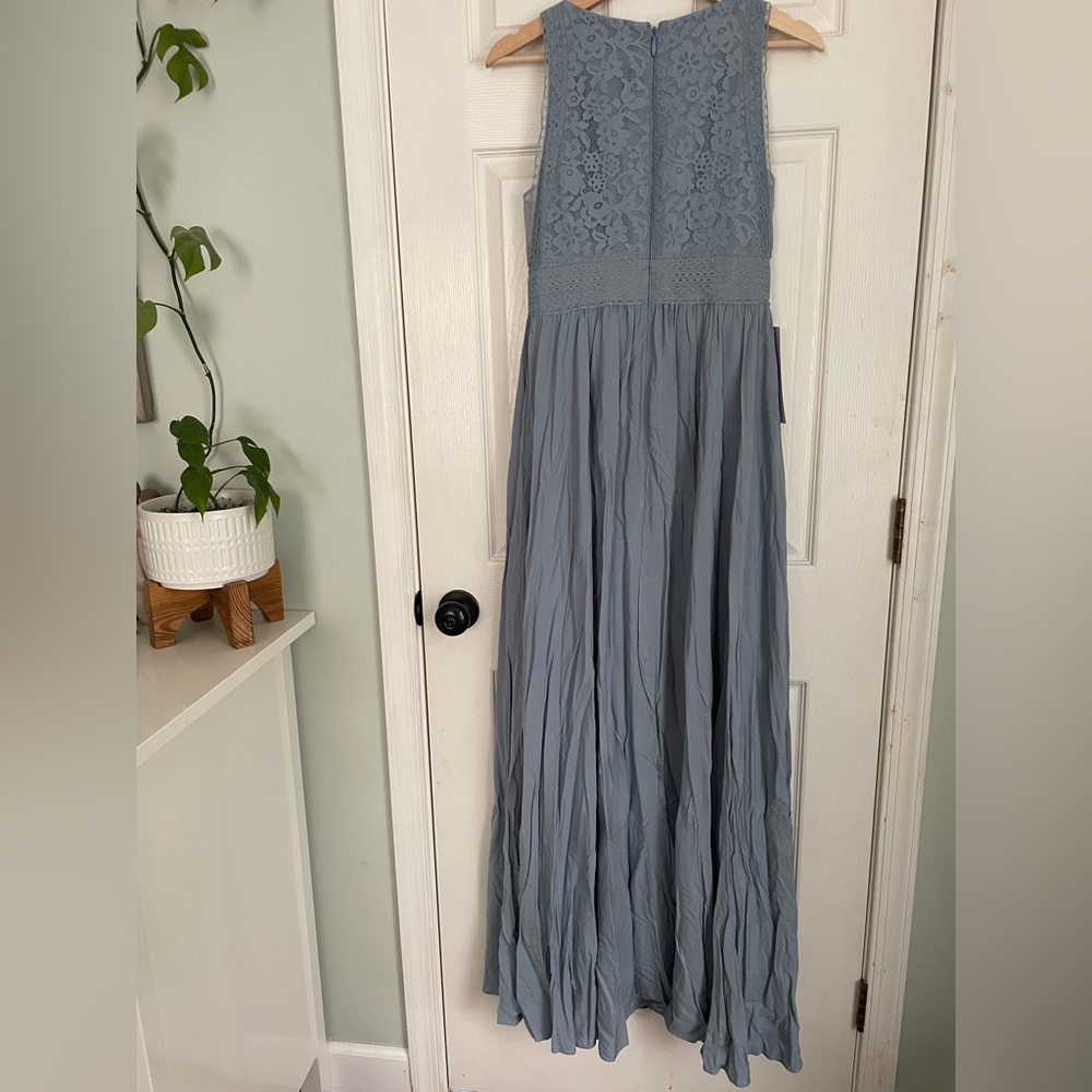 Azazie Blue Lace Maxi Dress - Picture 5 of 6